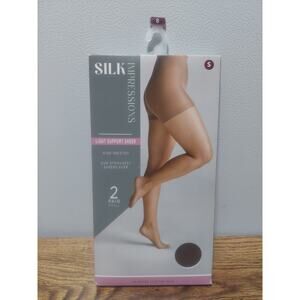 Silk Impressions Sheer Support Pantyhose 2 Pack Sz Small Coffee Bean, 20 Denier